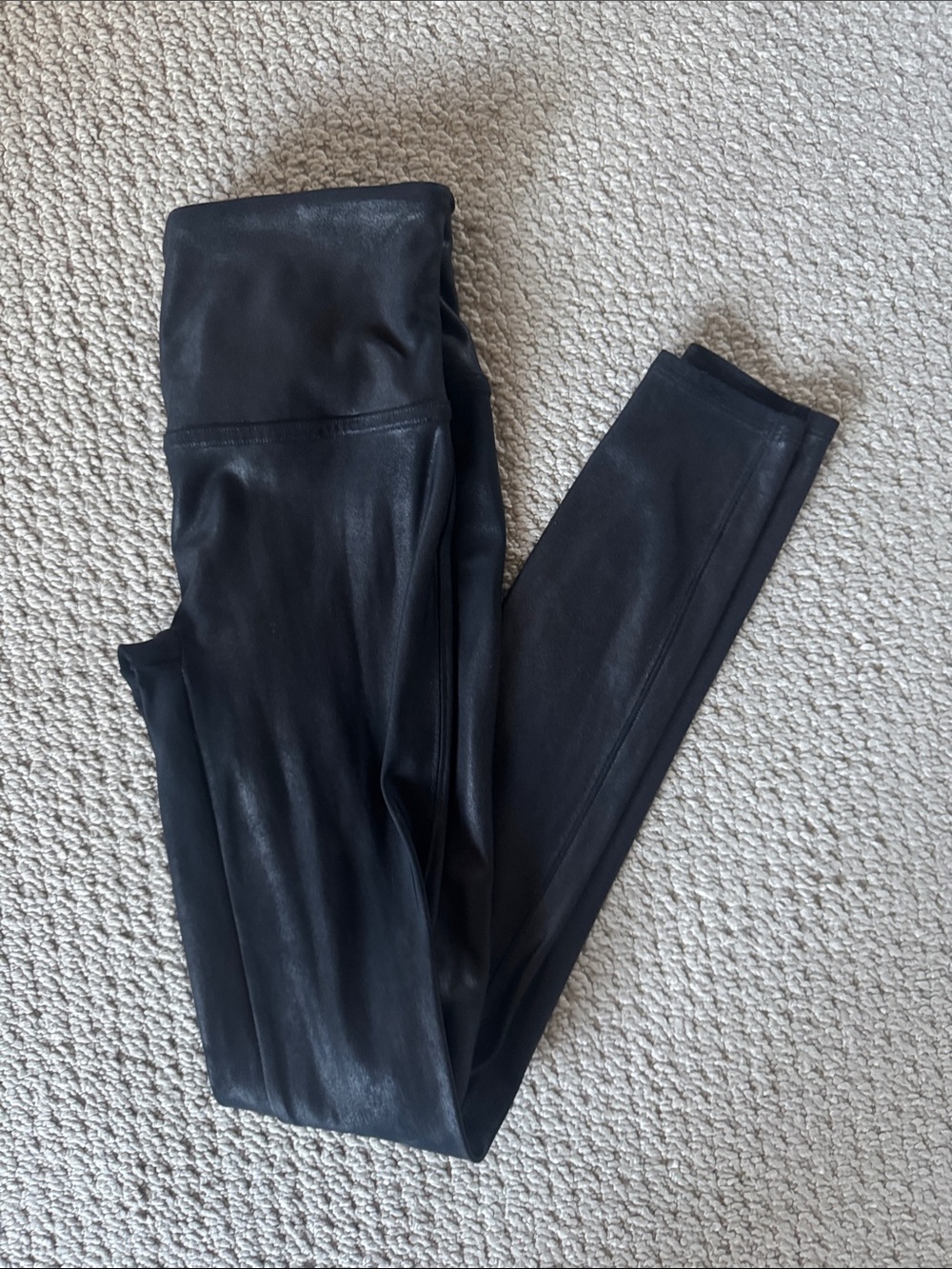 SPANX Black Faux-Leather Look Leggings